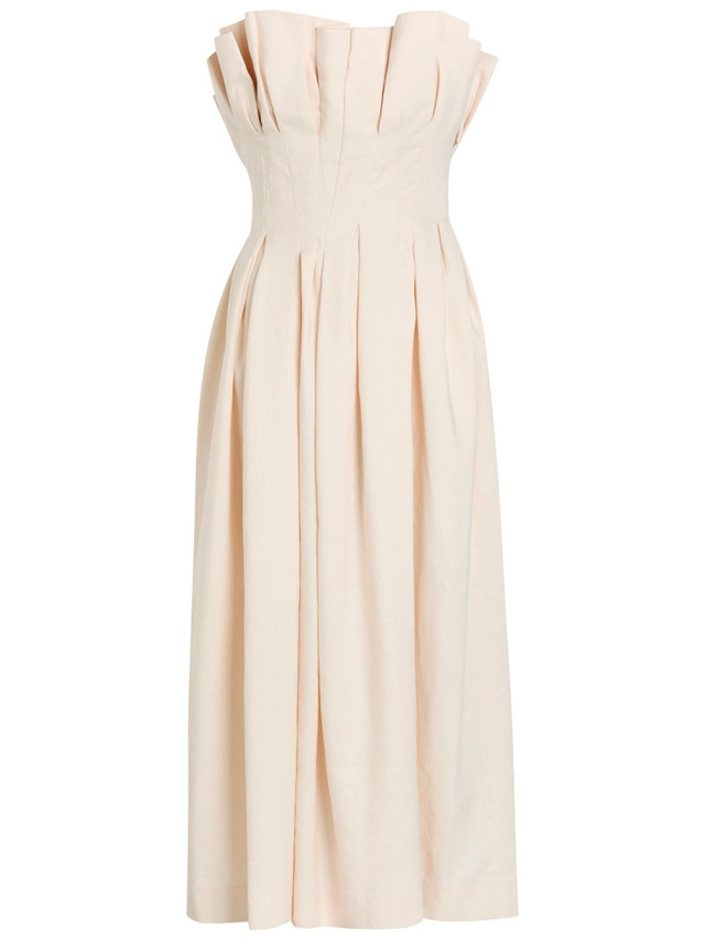 Claude pleated woven midi dress