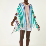 01 multi stripe knit poncho