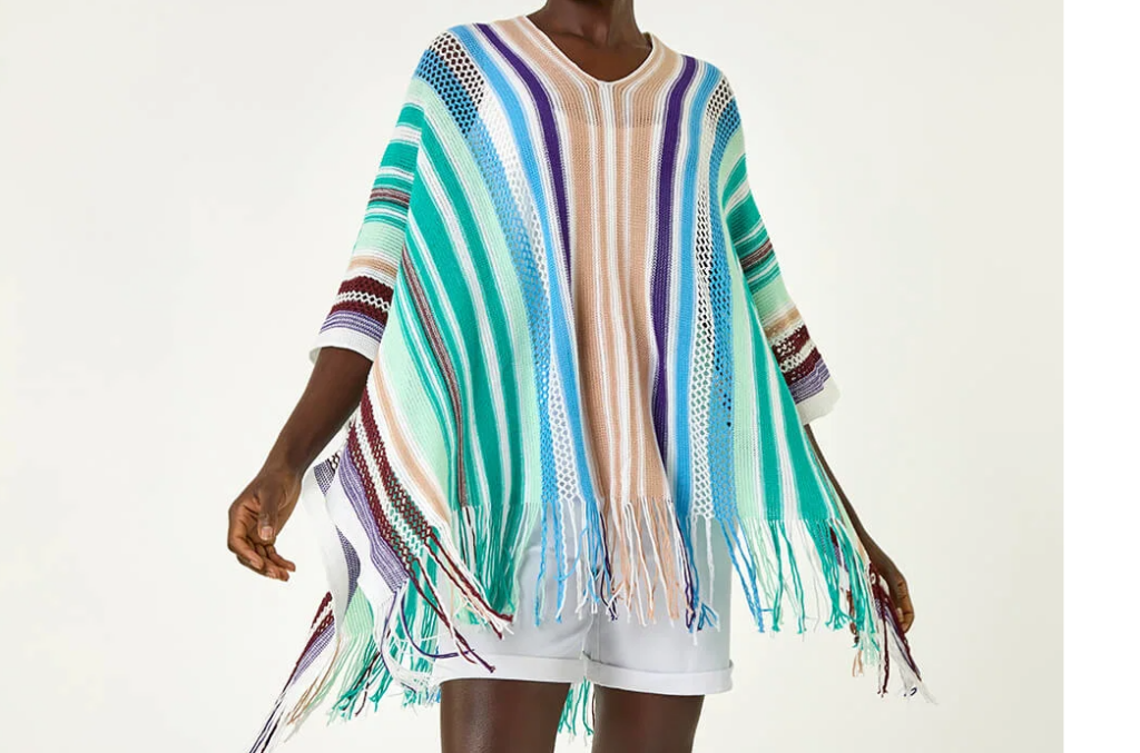 Roman striped poncho